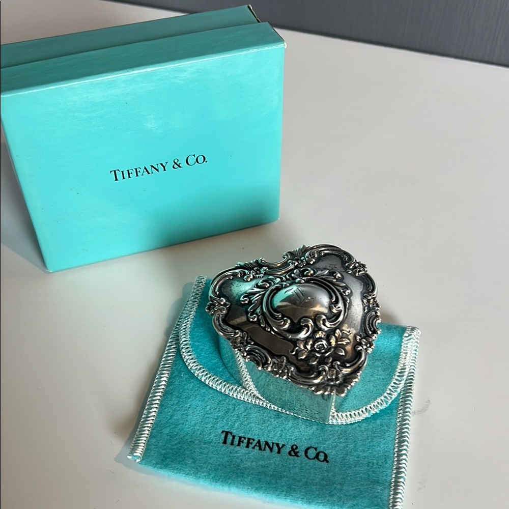 Rare Tiffany & Co Sterling Silver Repousse Trinket box
